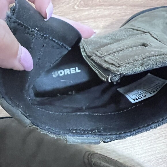 Sorel Lolla Ankle Boots Taupe Khaki Strappy Size 7 Leather Burnish Alpine Tundra - Picture 6 of 8